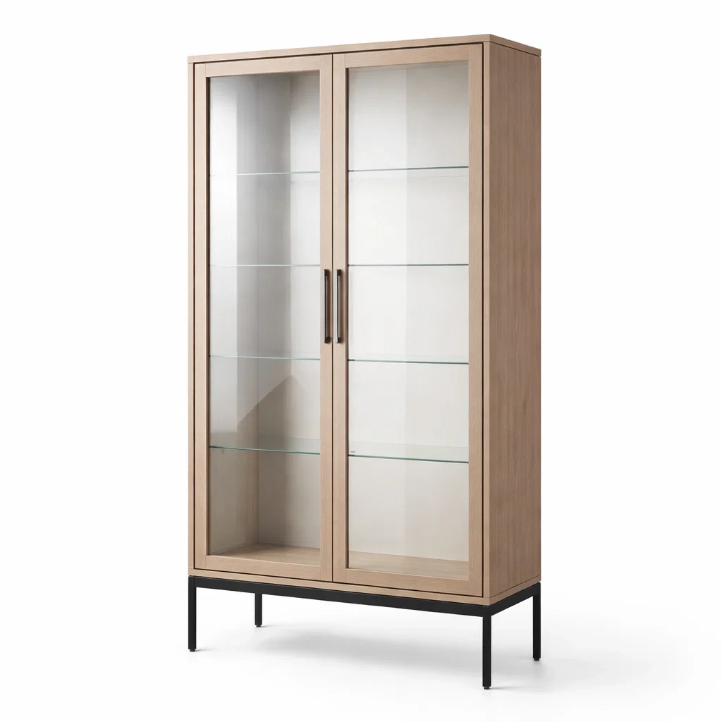 Vetrina in MDF e Vetro con Struttura in Acciaio-COZYNESTZZ