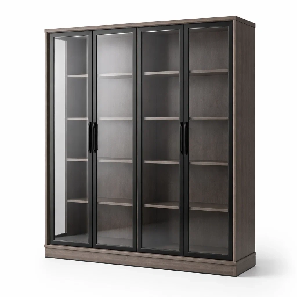 Vetrina con Ante Scorrevoli in Vetro Temperato e Struttura in Legno-COZYNESTZZ