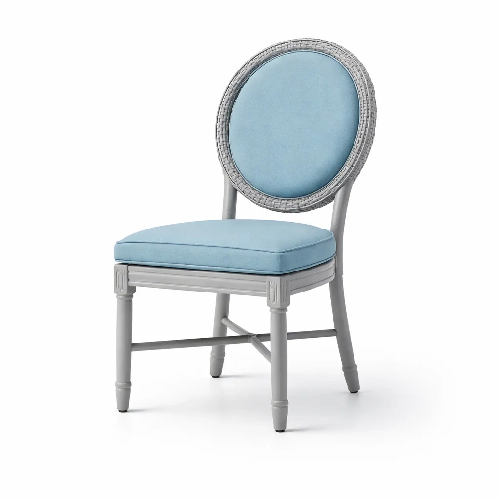 Sedia da pranzo in Legno con Seduta Imbottita in Poliestere Azzurro-COZYNESTZZ