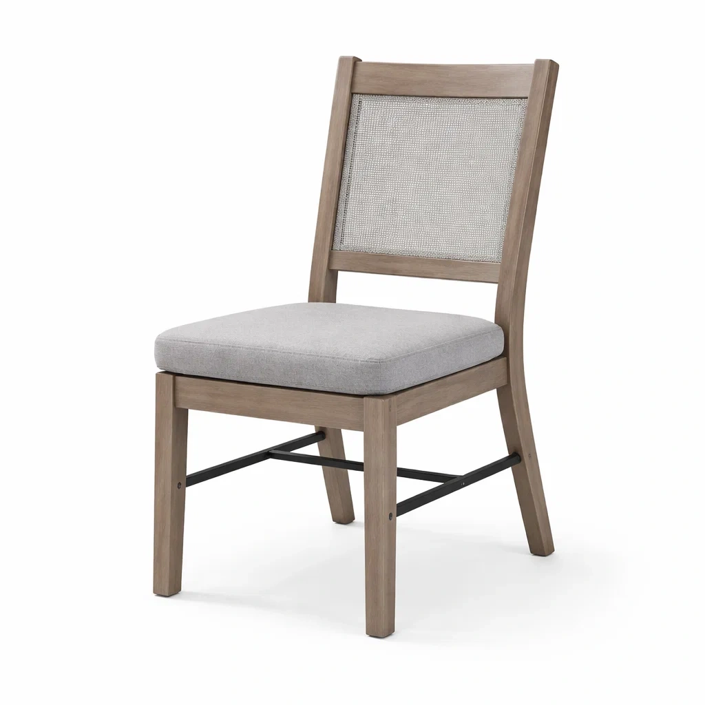 Sedia da pranzo in Legno Massello con Seduta in Lino Grigio-COZYNESTZZ