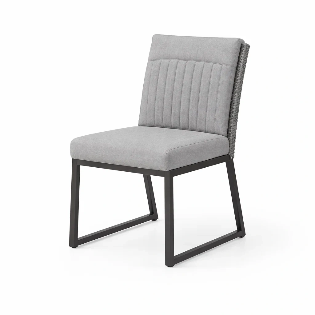 Sedia da pranzo in Metallo e Tessuto Grigio-COZYNESTZZ