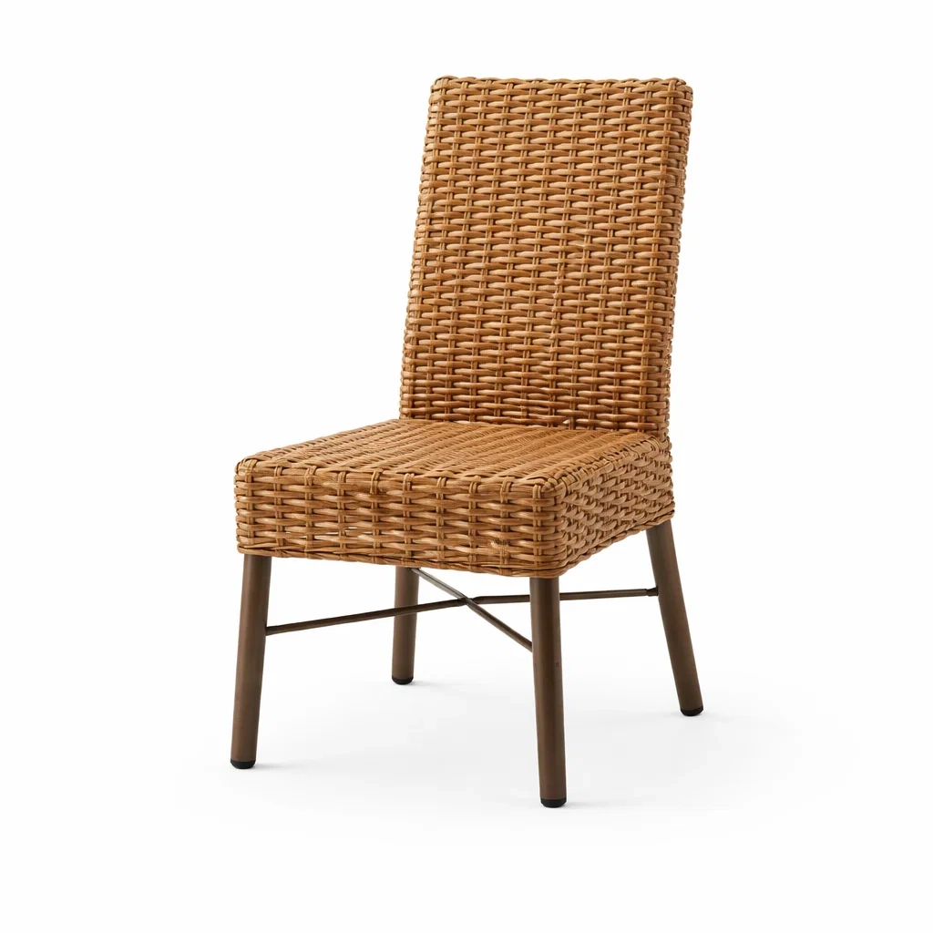 Sedia da pranzo in Rattan Sintetico con Gambe in Legno di Faggio-COZYNESTZZ