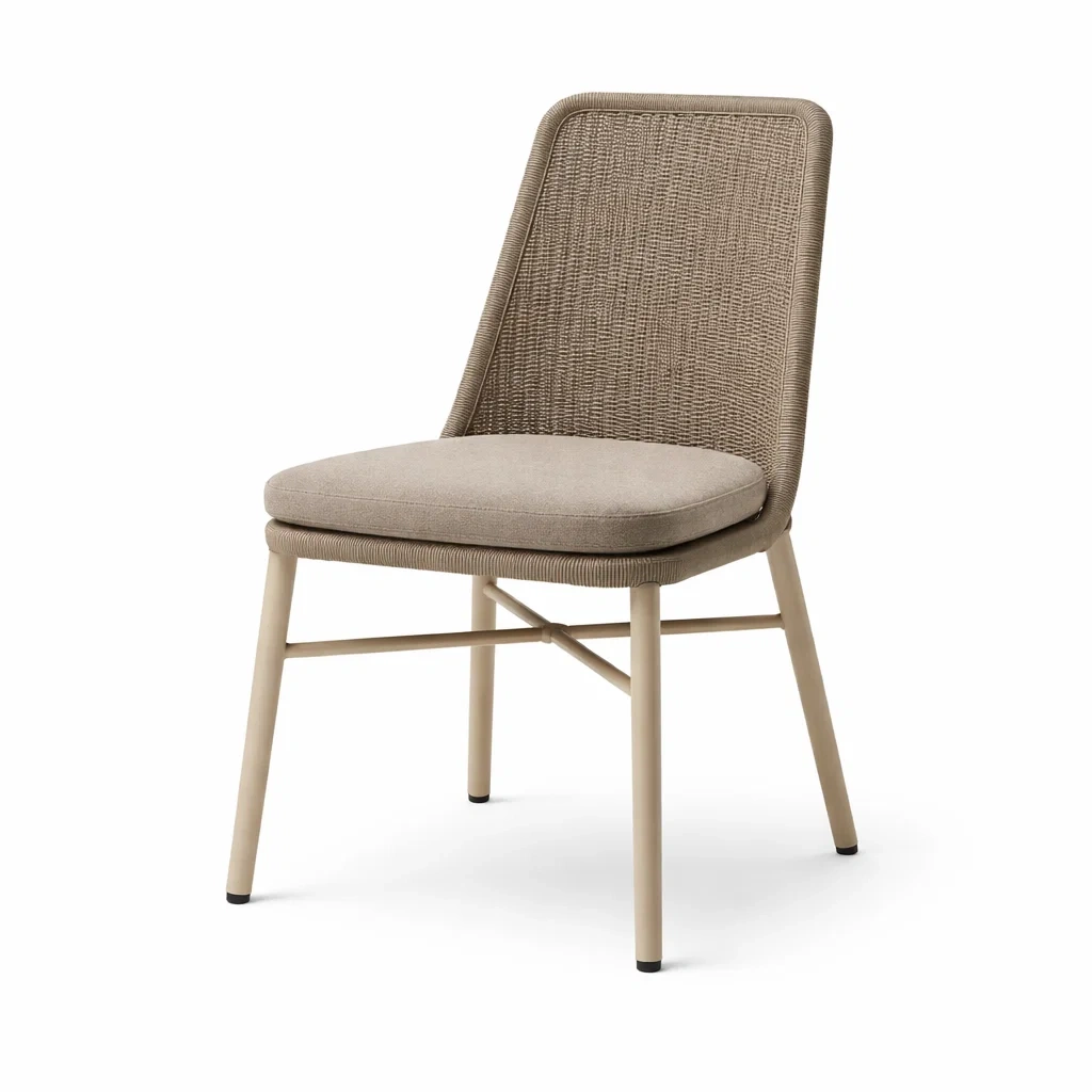 Sedia da pranzo in Tessuto Sintetico Beige con Struttura in Alluminio-COZYNESTZZ