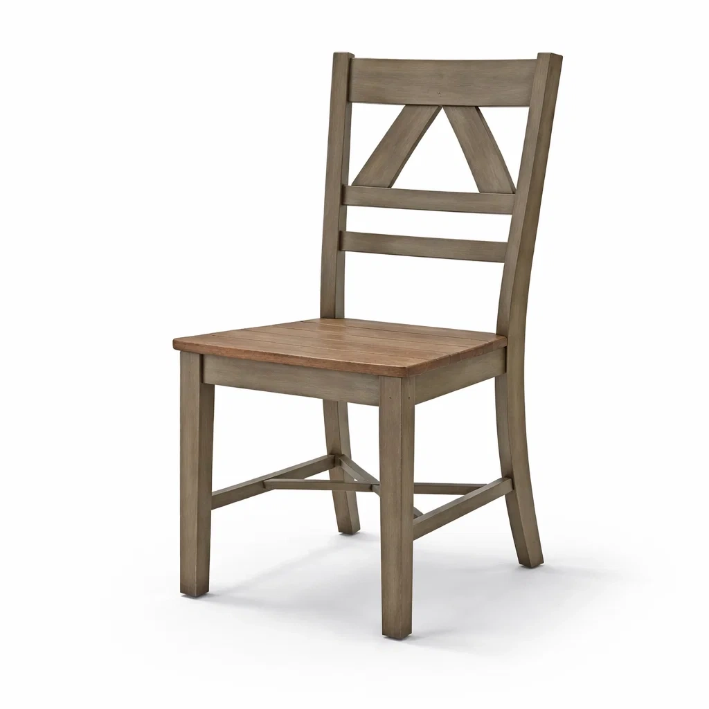 Sedia da pranzo in Legno Massello con Schienale Geometrico e Sedile Marrone-COZYNESTZZ