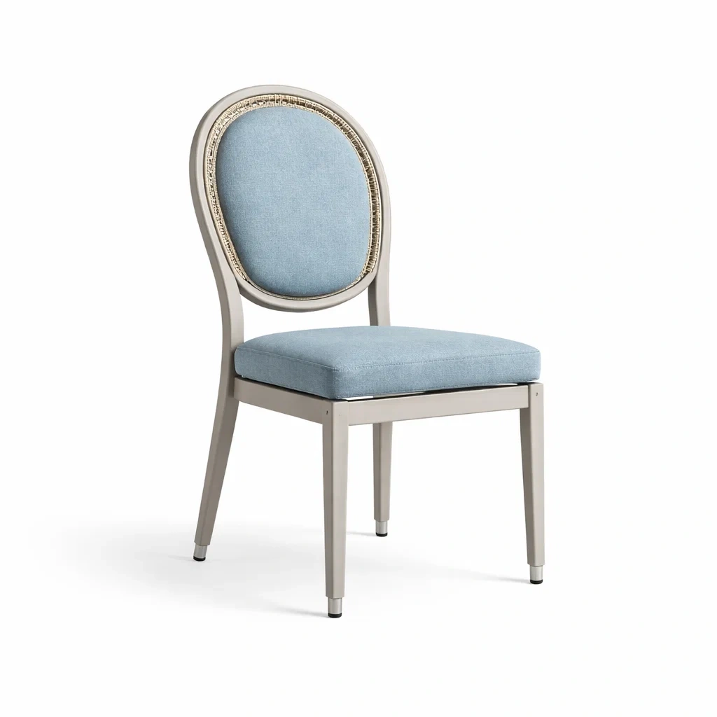 Sedia da pranzo in Metallo con Tessuto Poliestere Azzurro-COZYNESTZZ