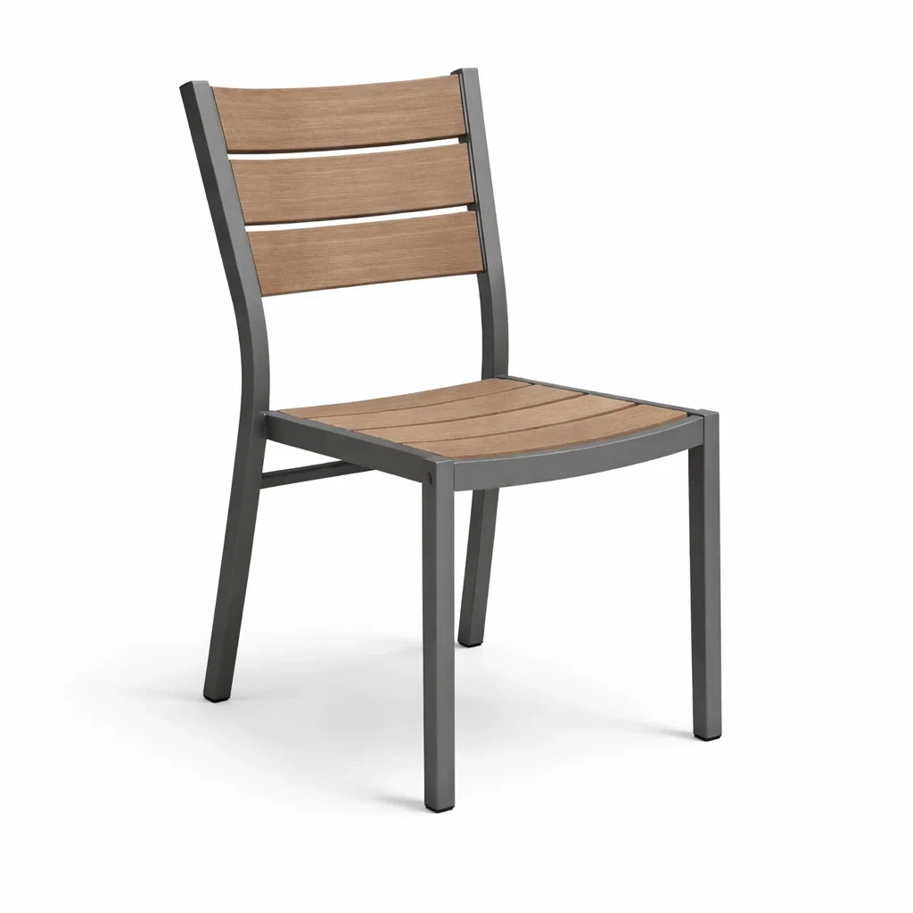 Sedia da pranzo in Alluminio e Legno Marrone-COZYNESTZZ