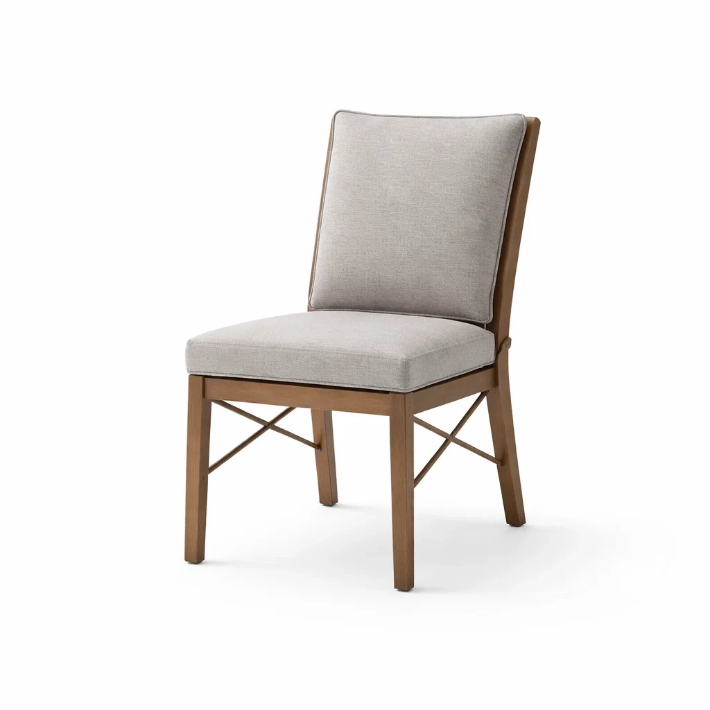 Sedia da pranzo in Legno con Rivestimento in Tessuto Grigio Chiaro-COZYNESTZZ