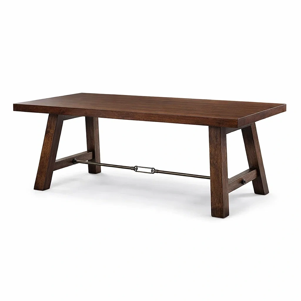 Tavolo da pranzo rettangolare in legno massello e metallo marrone-COZYNESTZZ