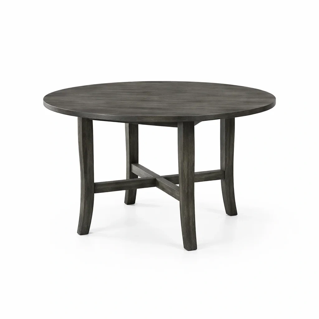 Tavolo da pranzo rotondo in legno massello grigio-COZYNESTZZ