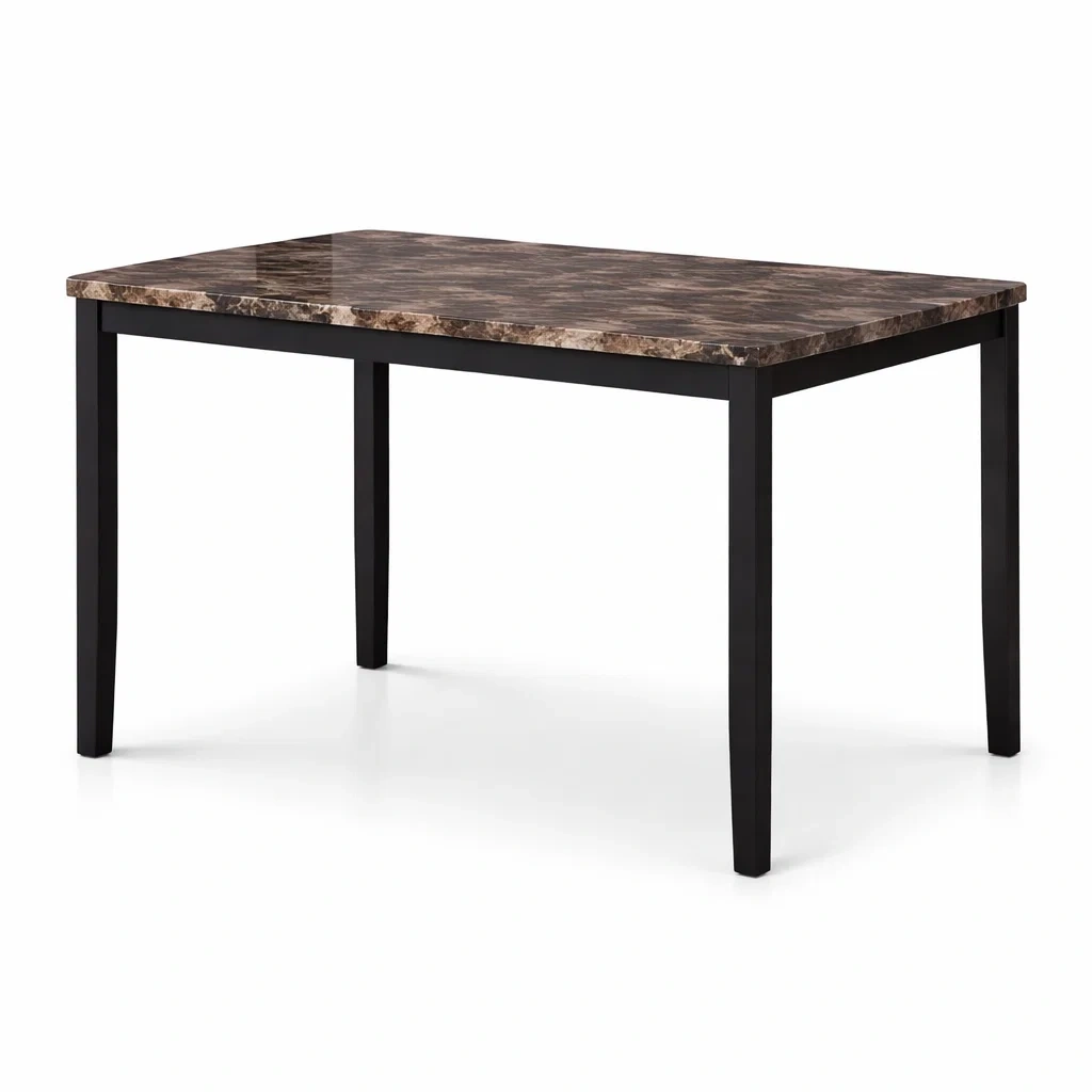 Tavolo da pranzo rettangolare in finto marmo e metallo-COZYNESTZZ
