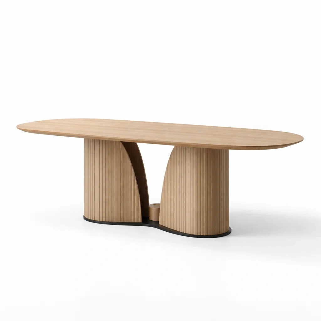 Tavolo da pranzo ovale in legno di rovere chiaro-COZYNESTZZ