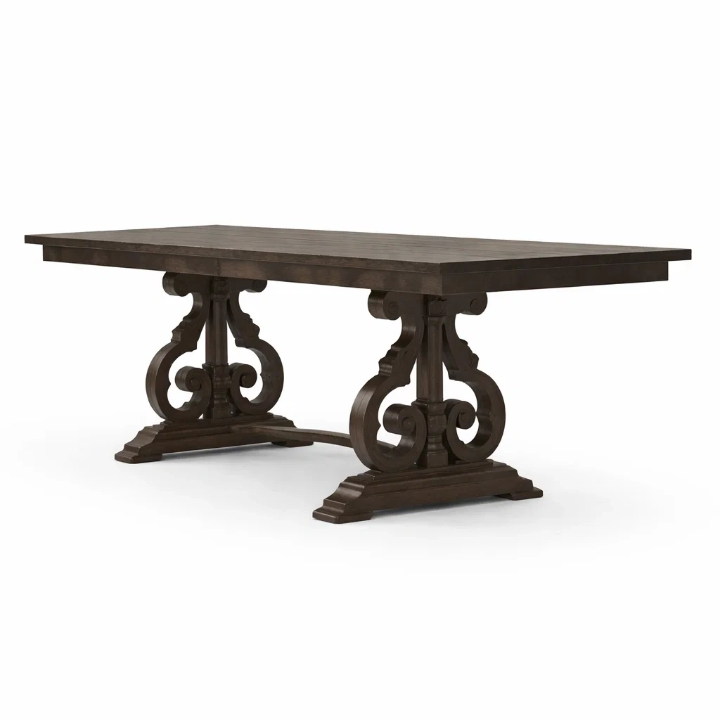 Tavolo da pranzo in legno massello scuro-COZYNESTZZ