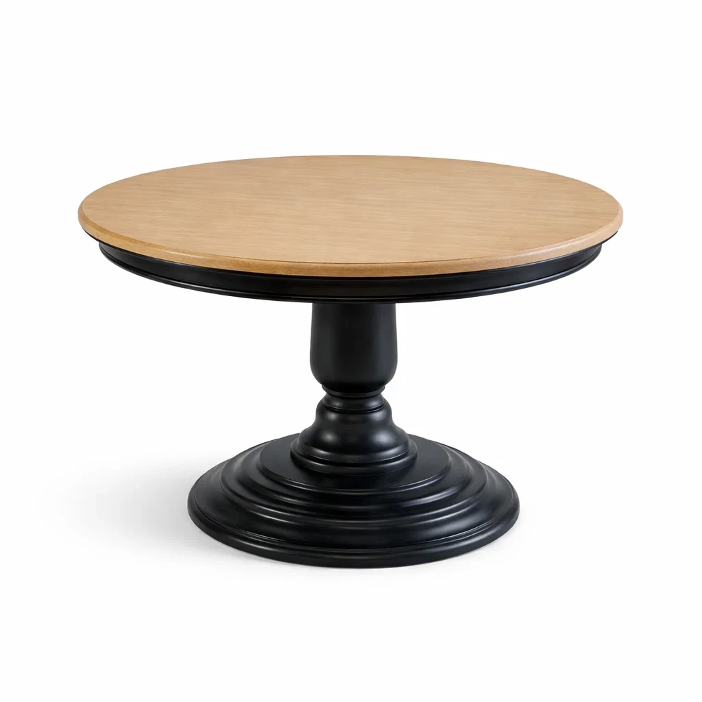 Tavolo da pranzo rotondo in legno e ferro nero diametro 100 cm-COZYNESTZZ