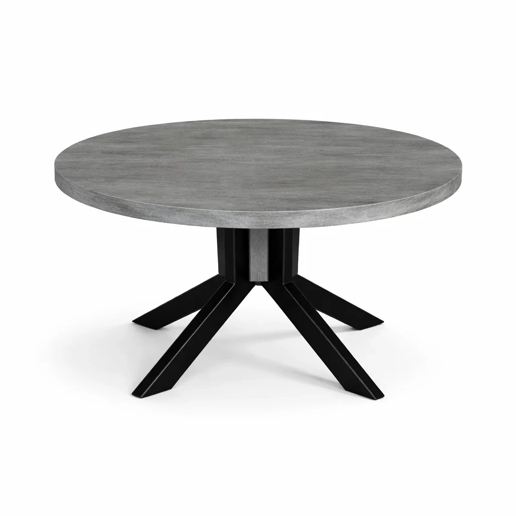 Tavolo da pranzo rotondo in melaminico e metallo grigio e nero-COZYNESTZZ