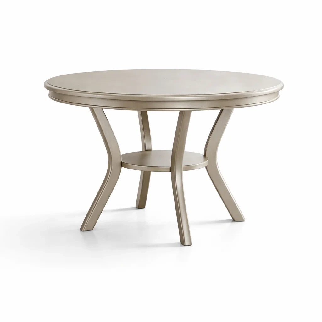 Tavolo da pranzo rotondo in legno verniciato argento-COZYNESTZZ