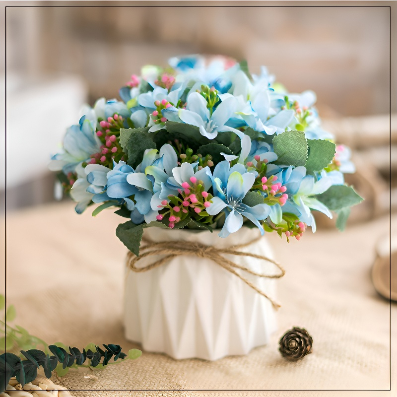 Juteseil-Deko-Vase mit künstlichen Blumen für Zuhause