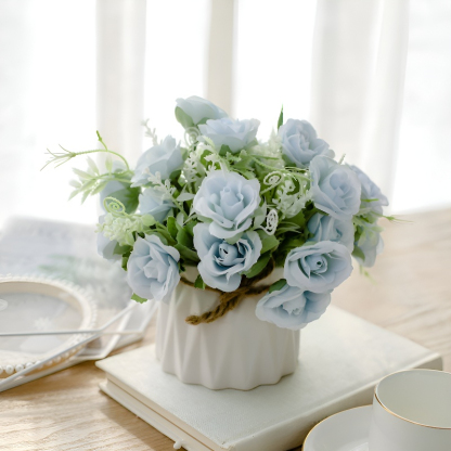 Juteseil-Deko-Vase mit künstlichen Blumen für Zuhause