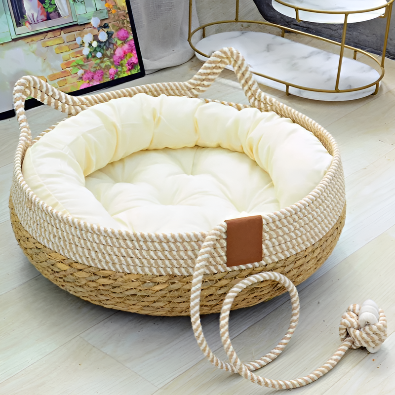 Praktisches abnehmbares Katzenbett, geflochten