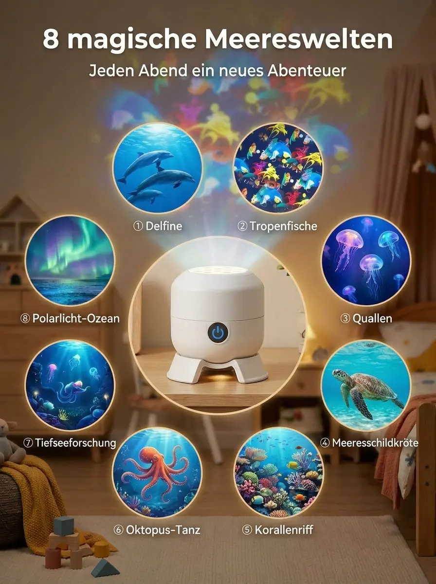 【🐳 Ozeaneum-Edition 🐳】360° Unterwasser-Welt: 1:1 Aquarium-Effekt im Zimmer 🐠
