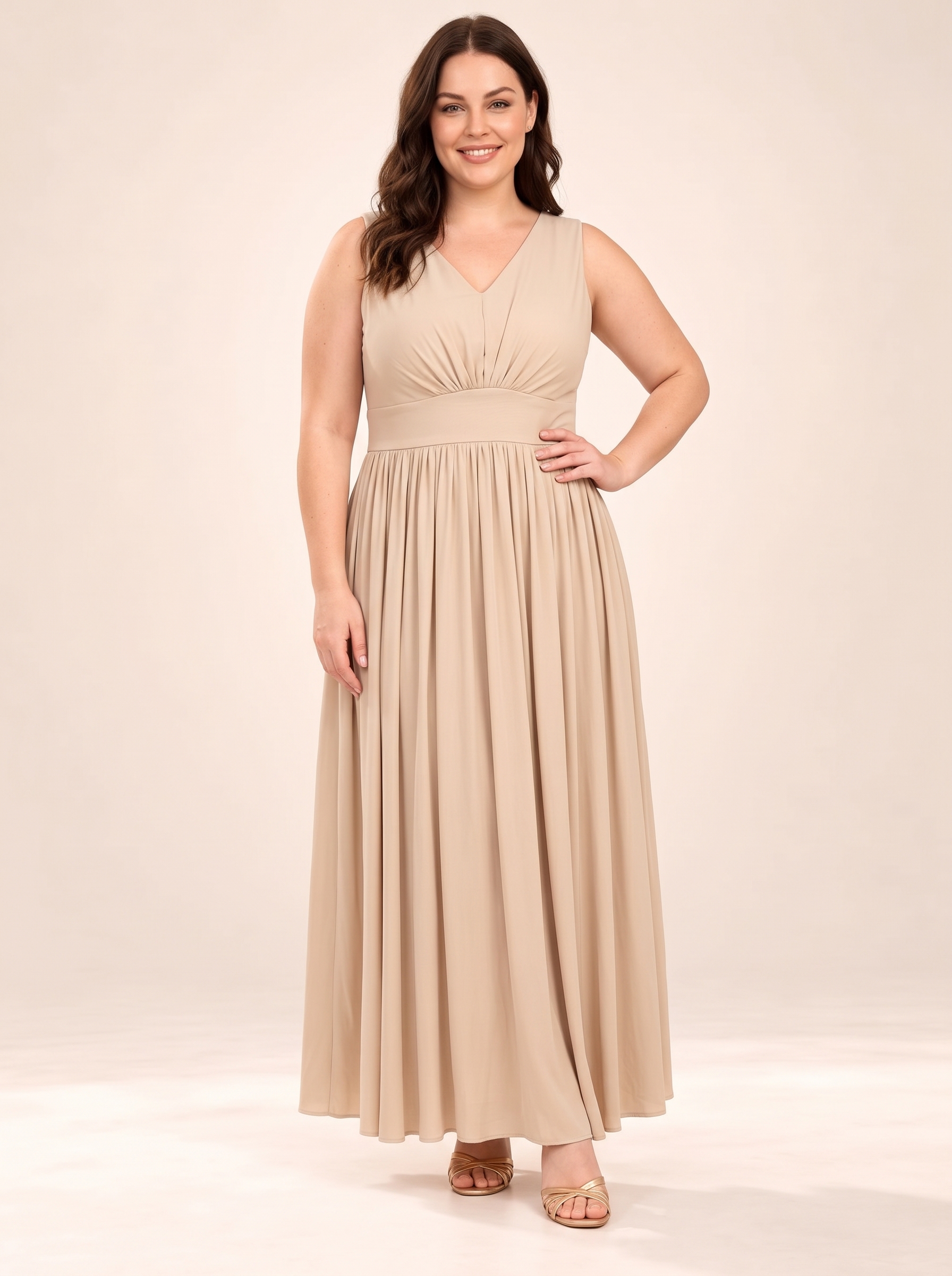 Everyday V-Neck Gathered Maxi Dress