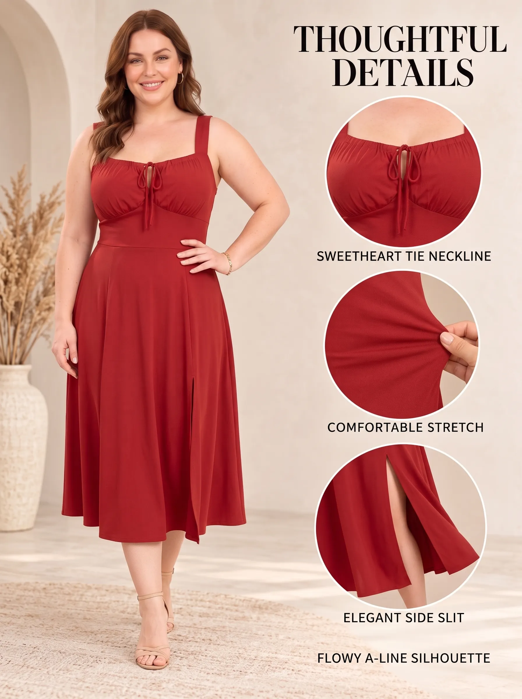 Everyday Grace Square-Neck Tie-Waist Dress