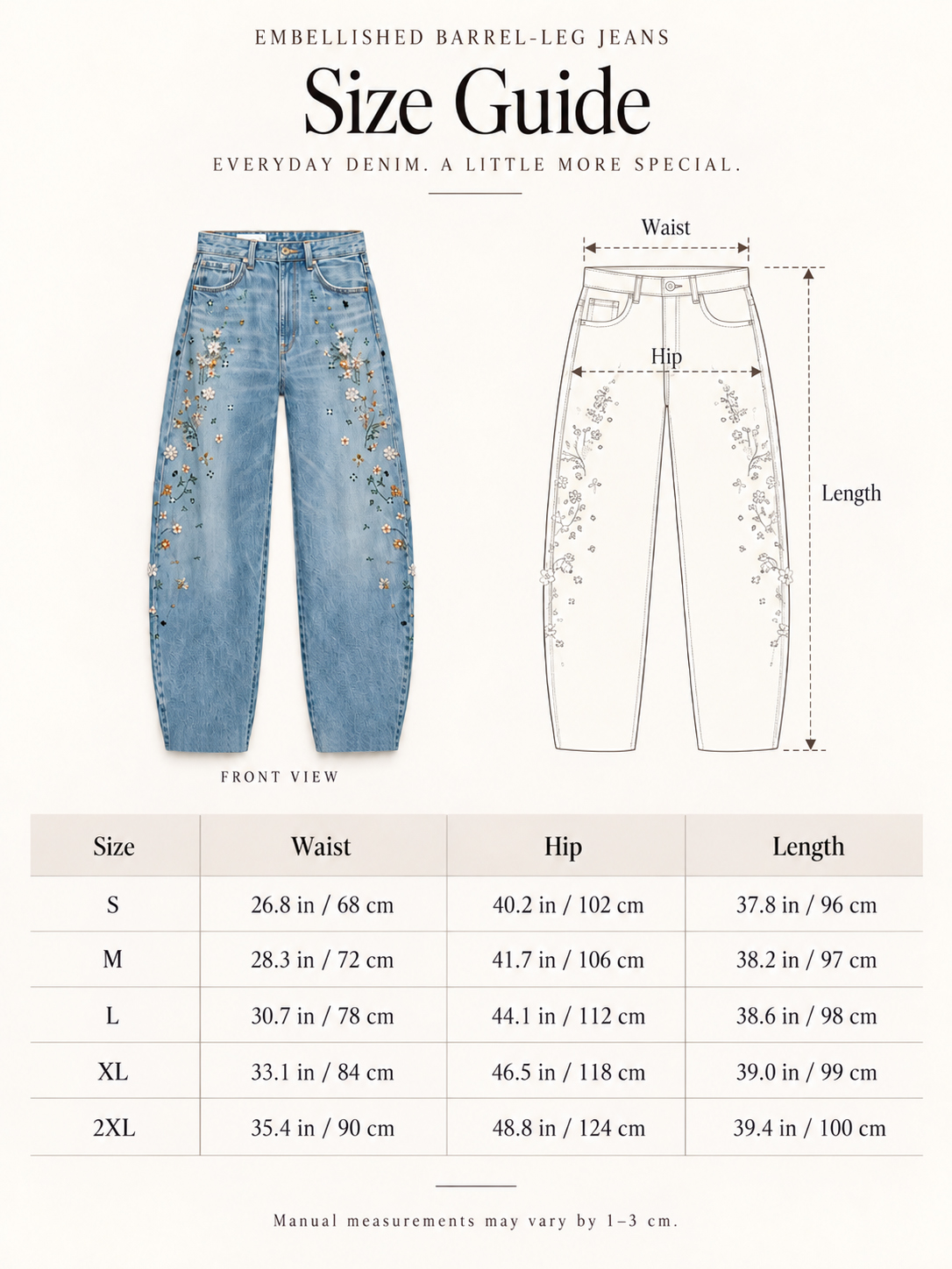 Embellished Barrel-Leg Jeans