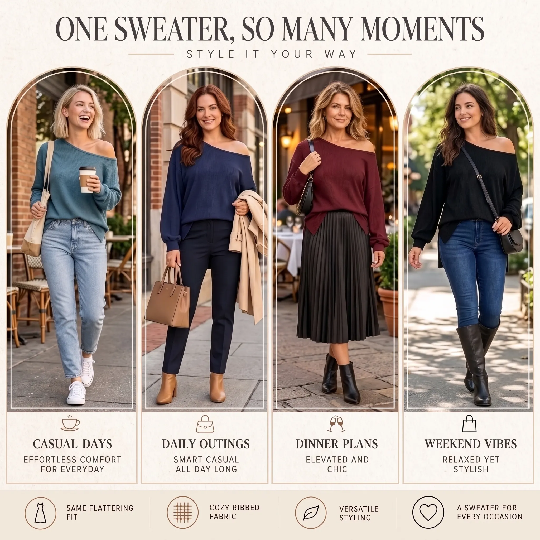 Women's Off Shoulder Lantern Sleeve Irregular Hem Long Sleeve Top