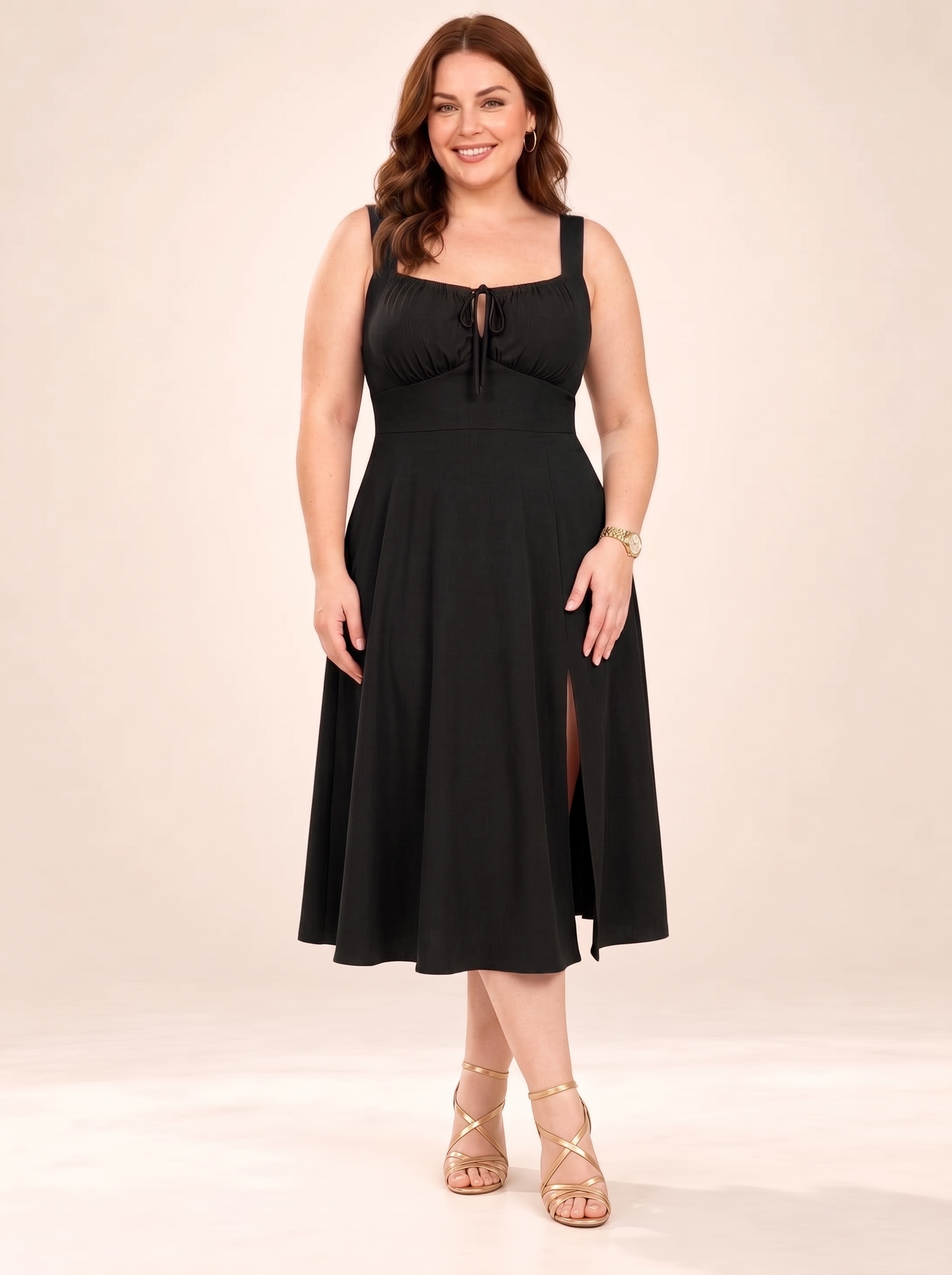 Everyday Grace Square-Neck Tie-Waist Dress