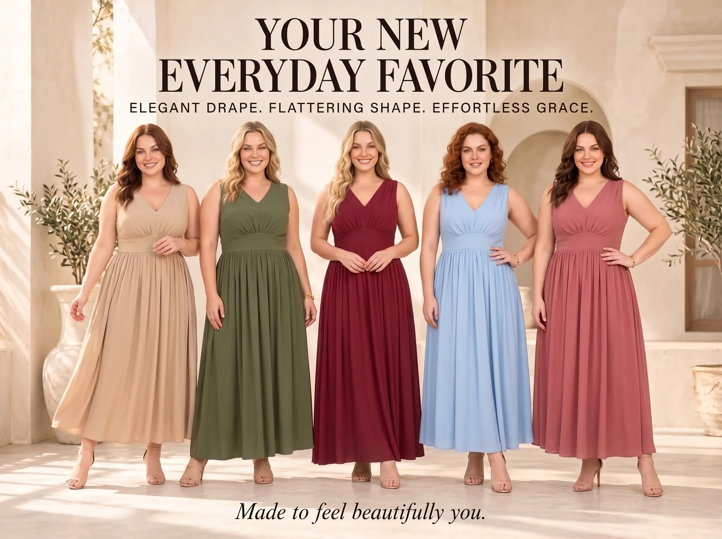Everyday V-Neck Gathered Maxi Dress