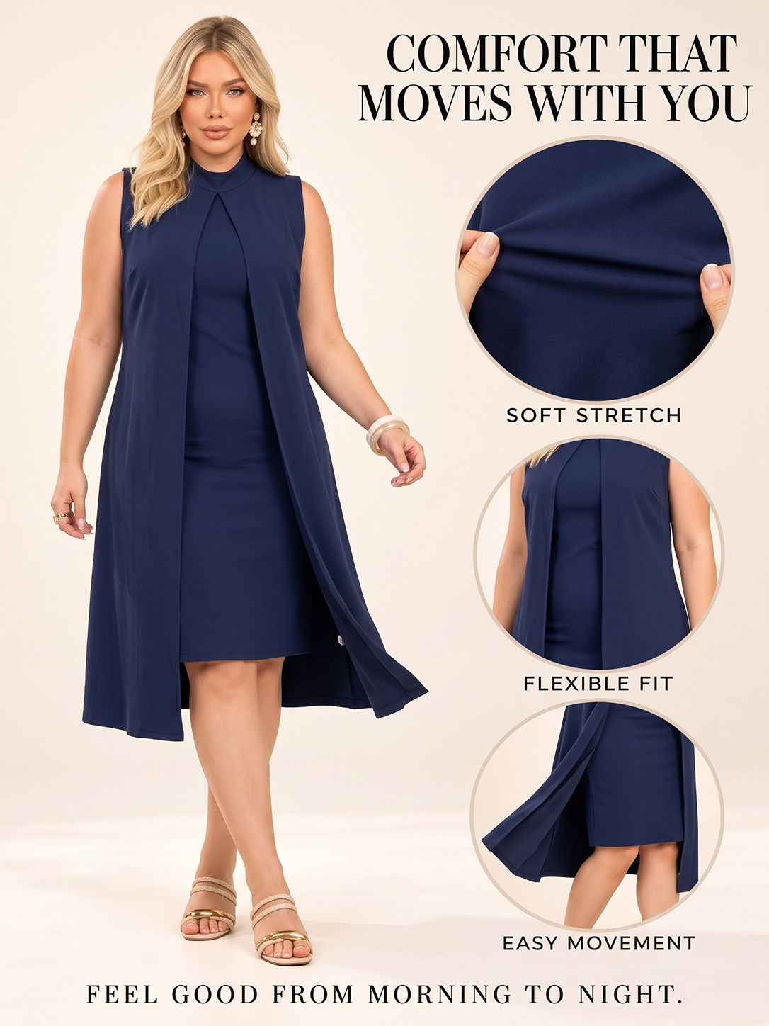 Elegant Layered Sleeveless Midi Dress