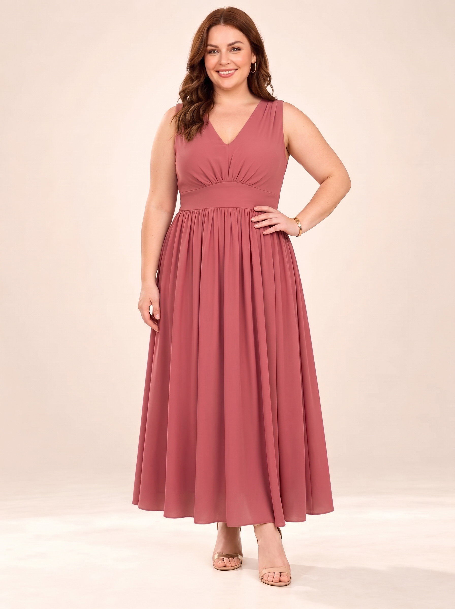 Everyday V-Neck Gathered Maxi Dress
