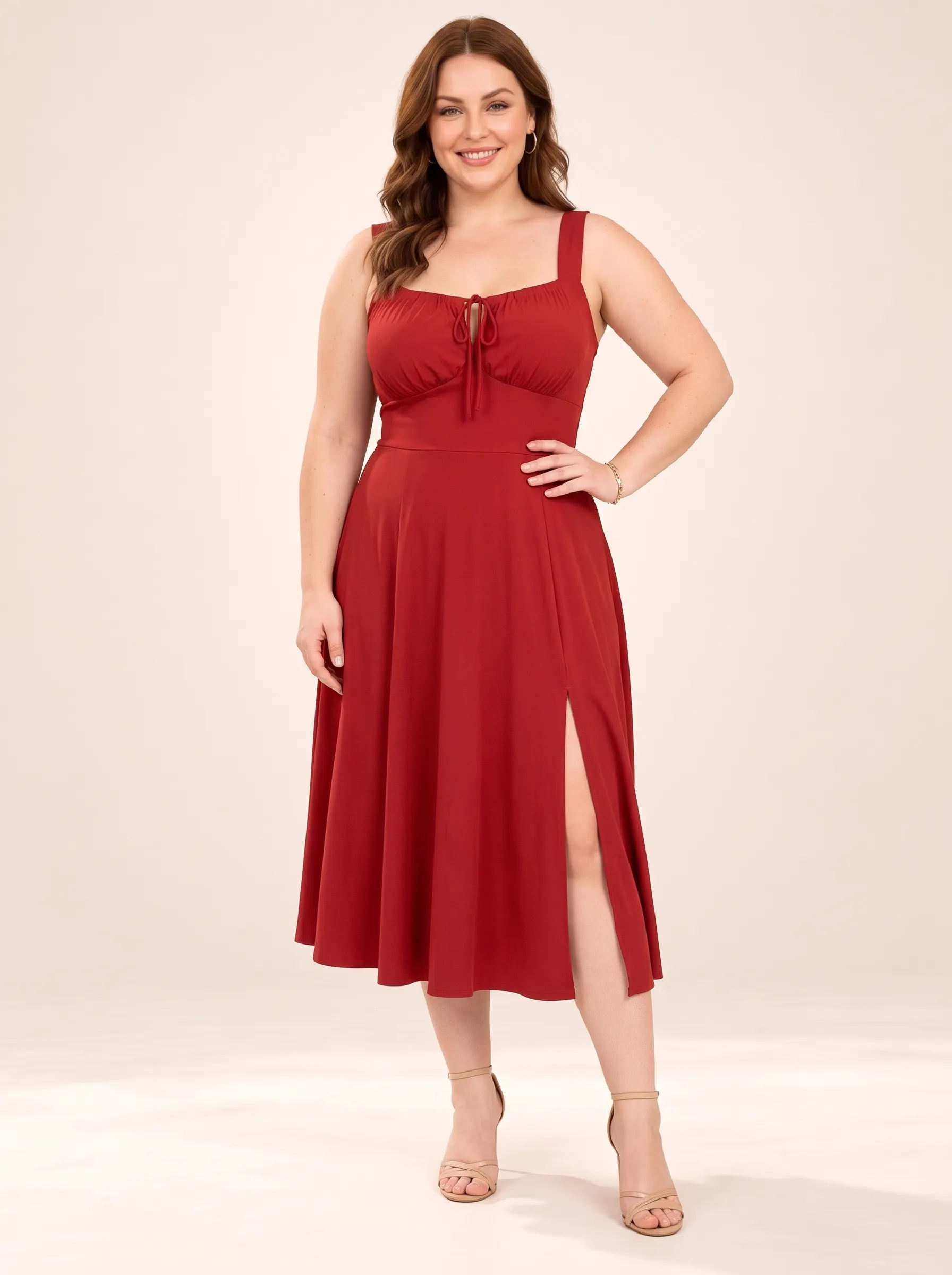 Everyday Grace Square-Neck Tie-Waist Dress