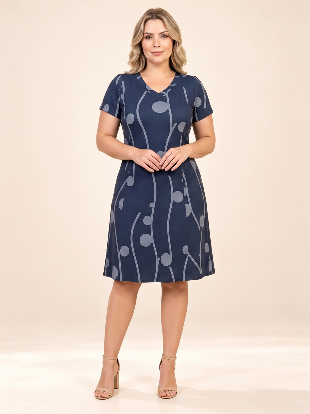Everyday Abstract Dot Fit & Flare Midi Dress
