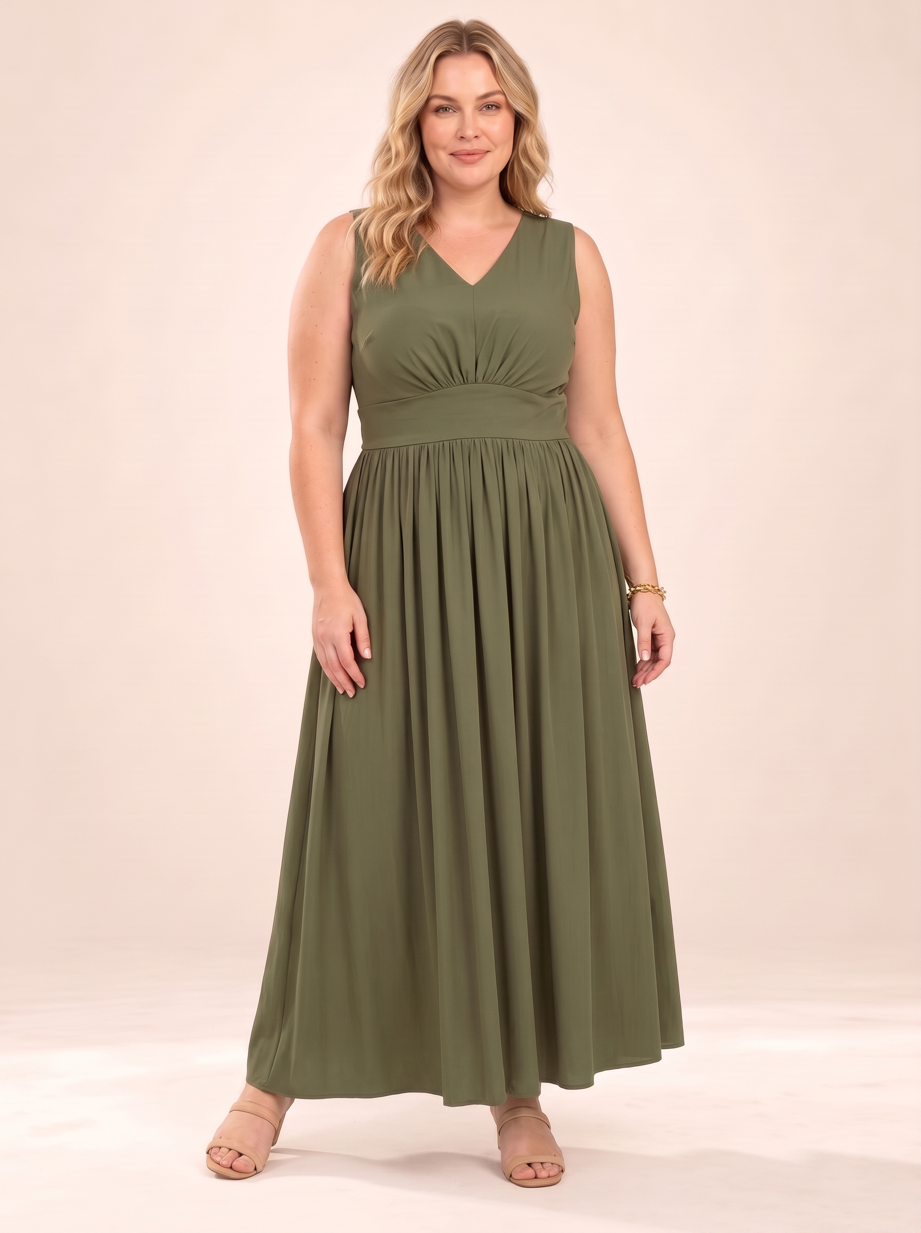 Everyday V-Neck Gathered Maxi Dress