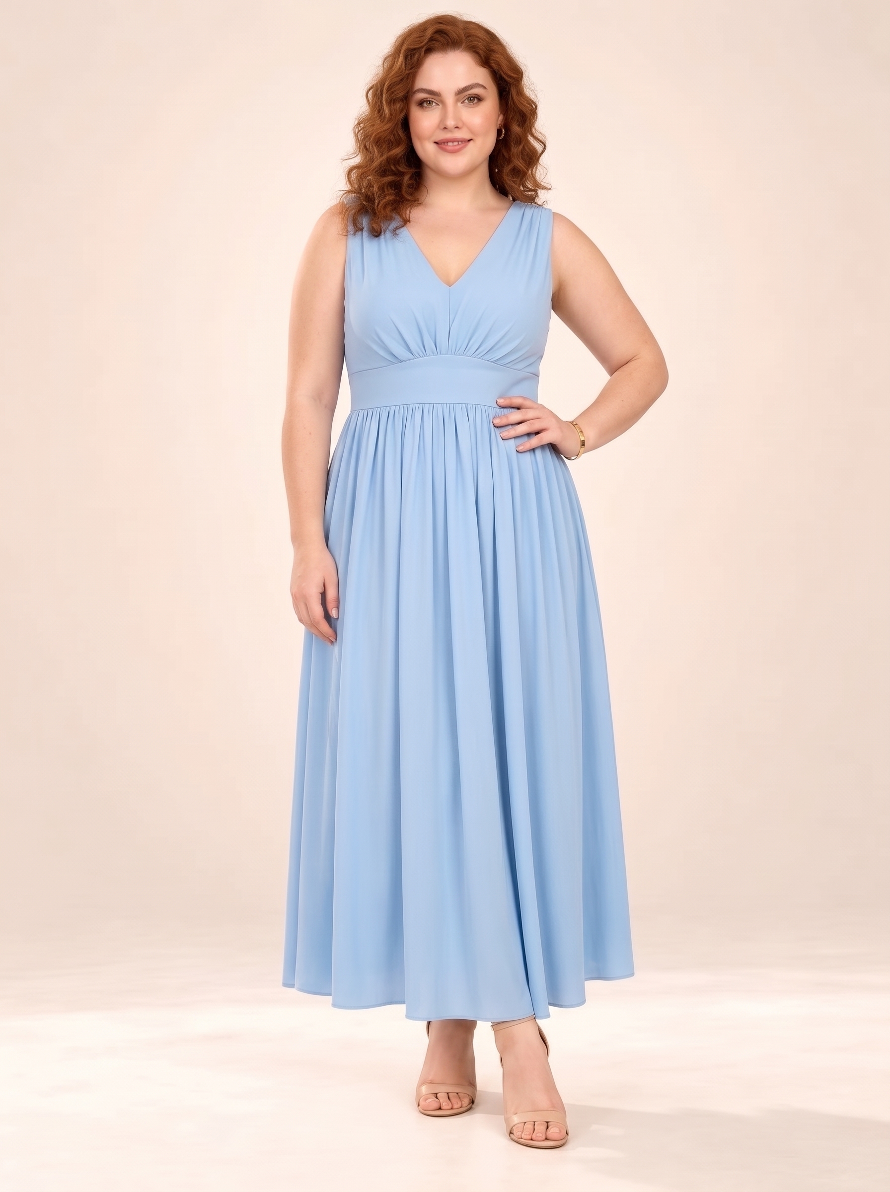Everyday V-Neck Gathered Maxi Dress