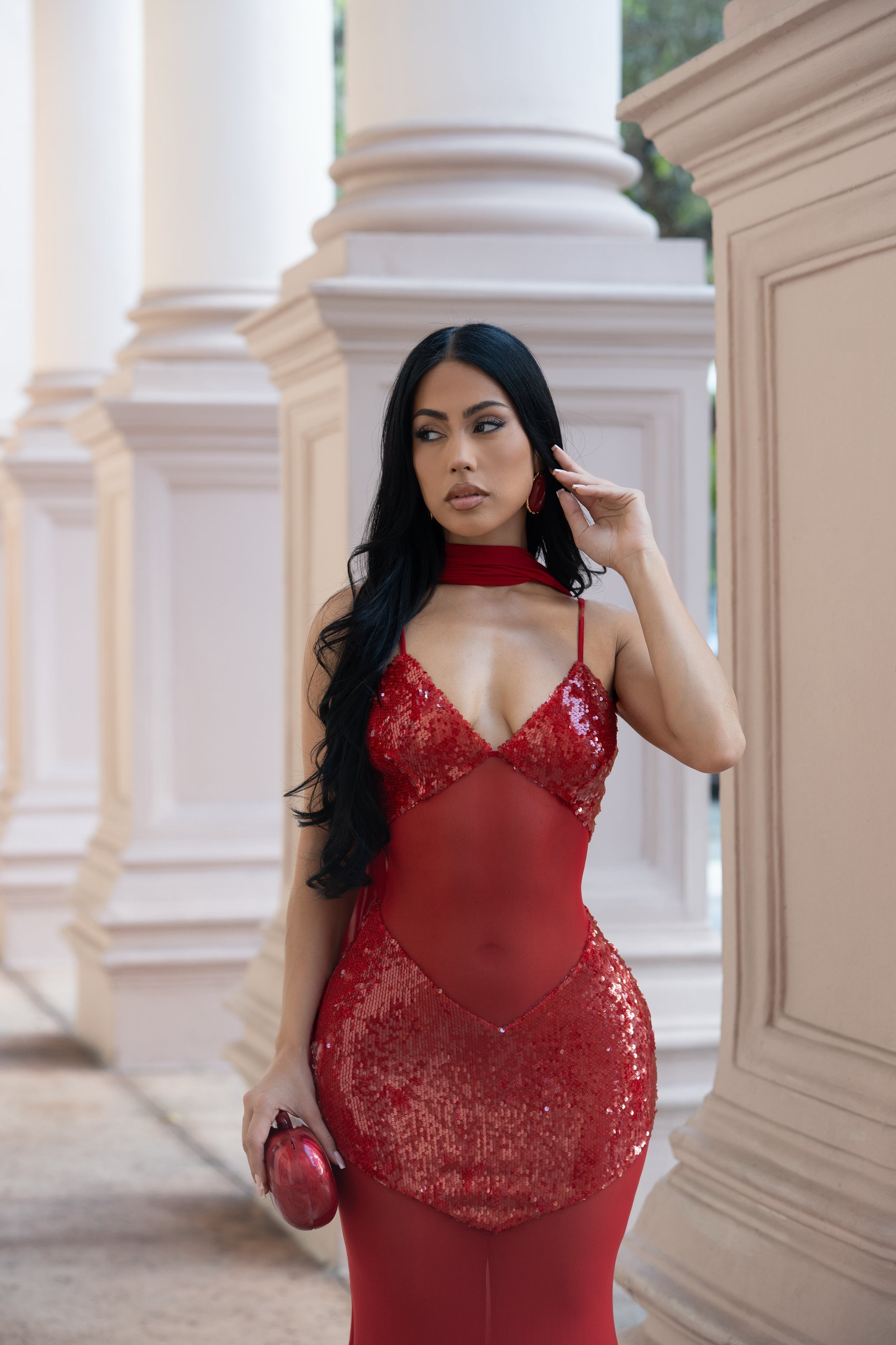Cutout Halter Neck Spaghetti Strap Dress