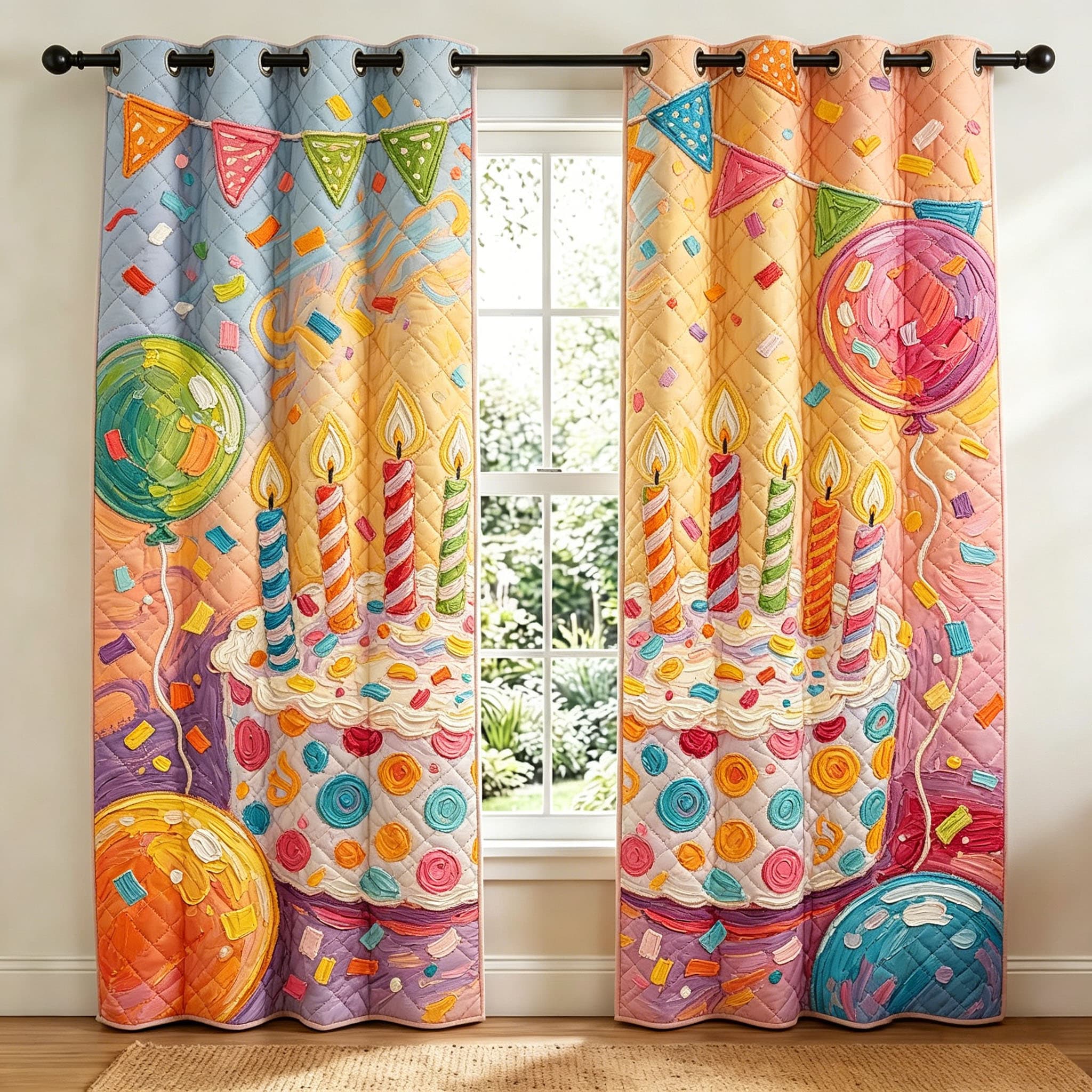 Whimsical Party Cupcake Embroidered Knitwear Quilting Curtains