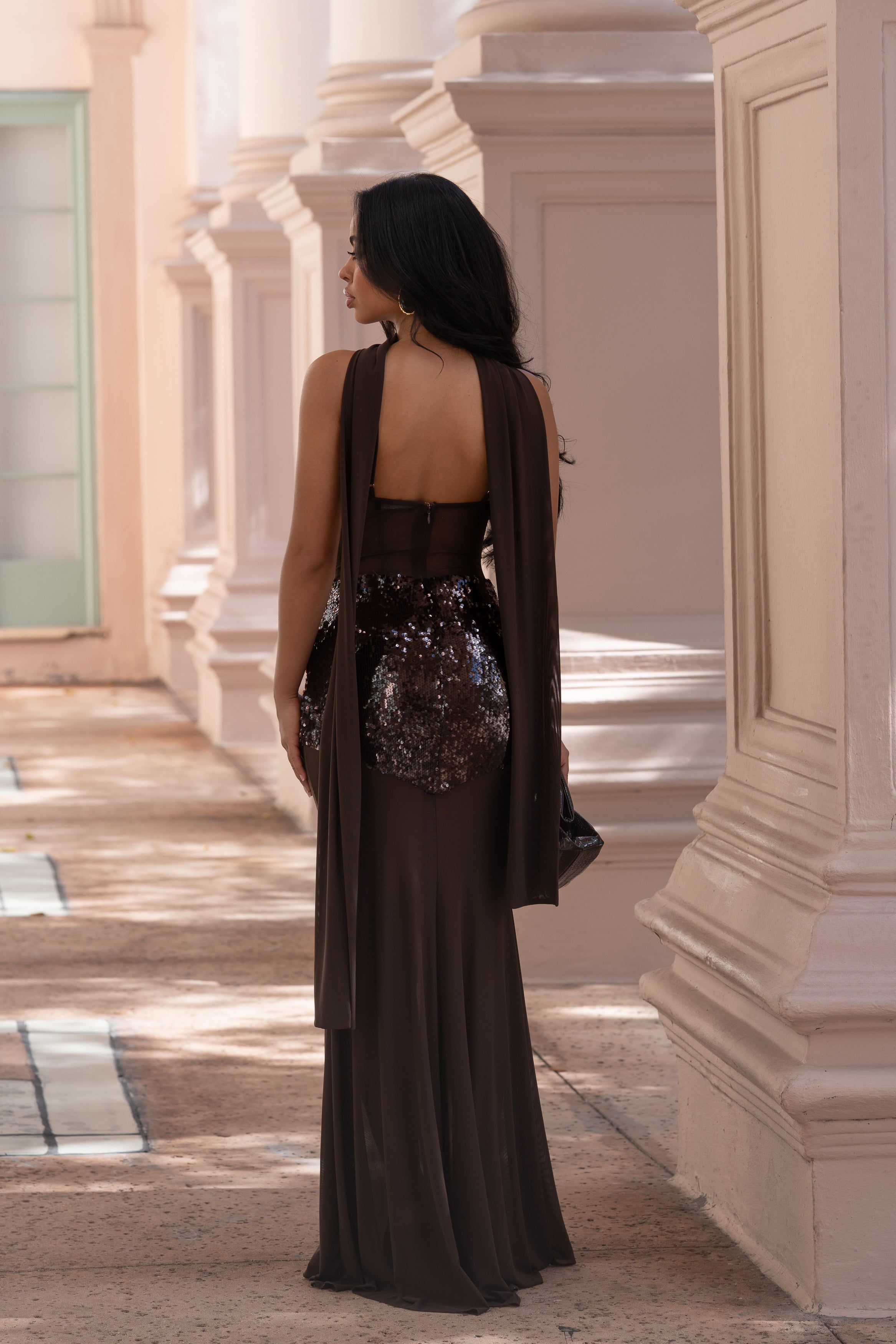 Cutout Halter Neck Spaghetti Strap Dress