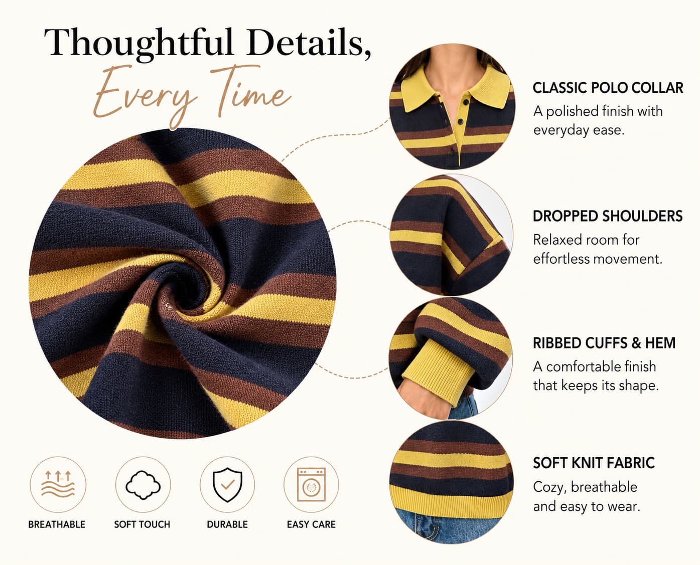 Everyday Stripe Relaxed Polo Pullover