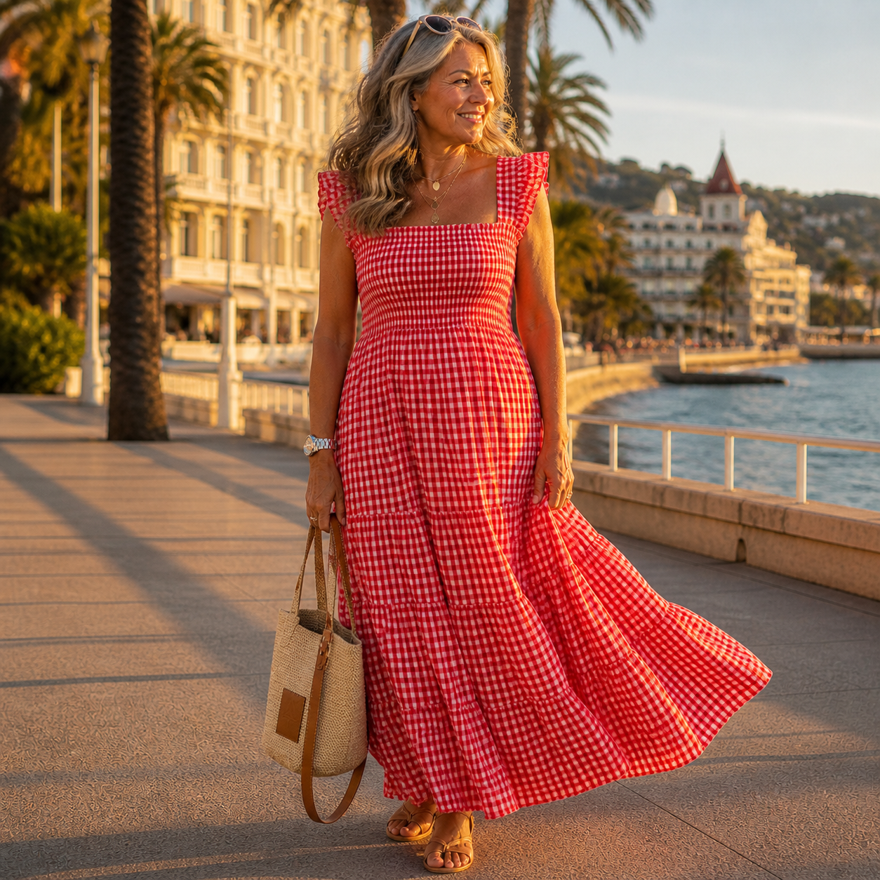 Elegant Flowy Plaid Dress