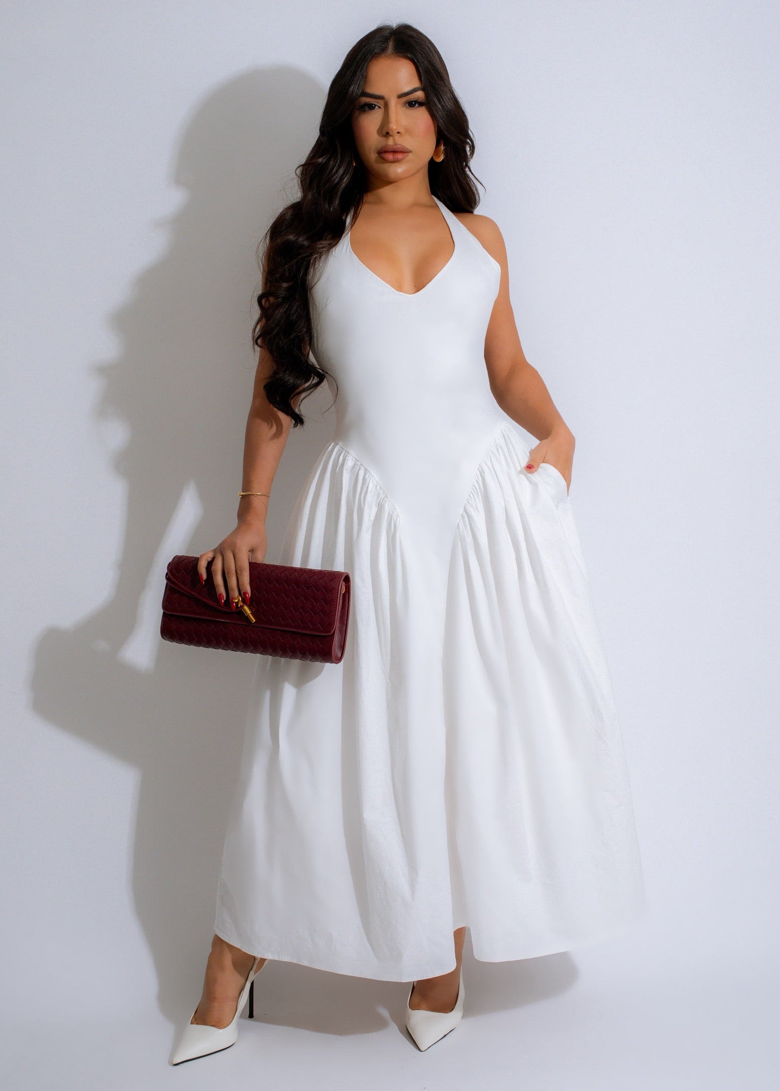 White Desert Breeze Midi Dress