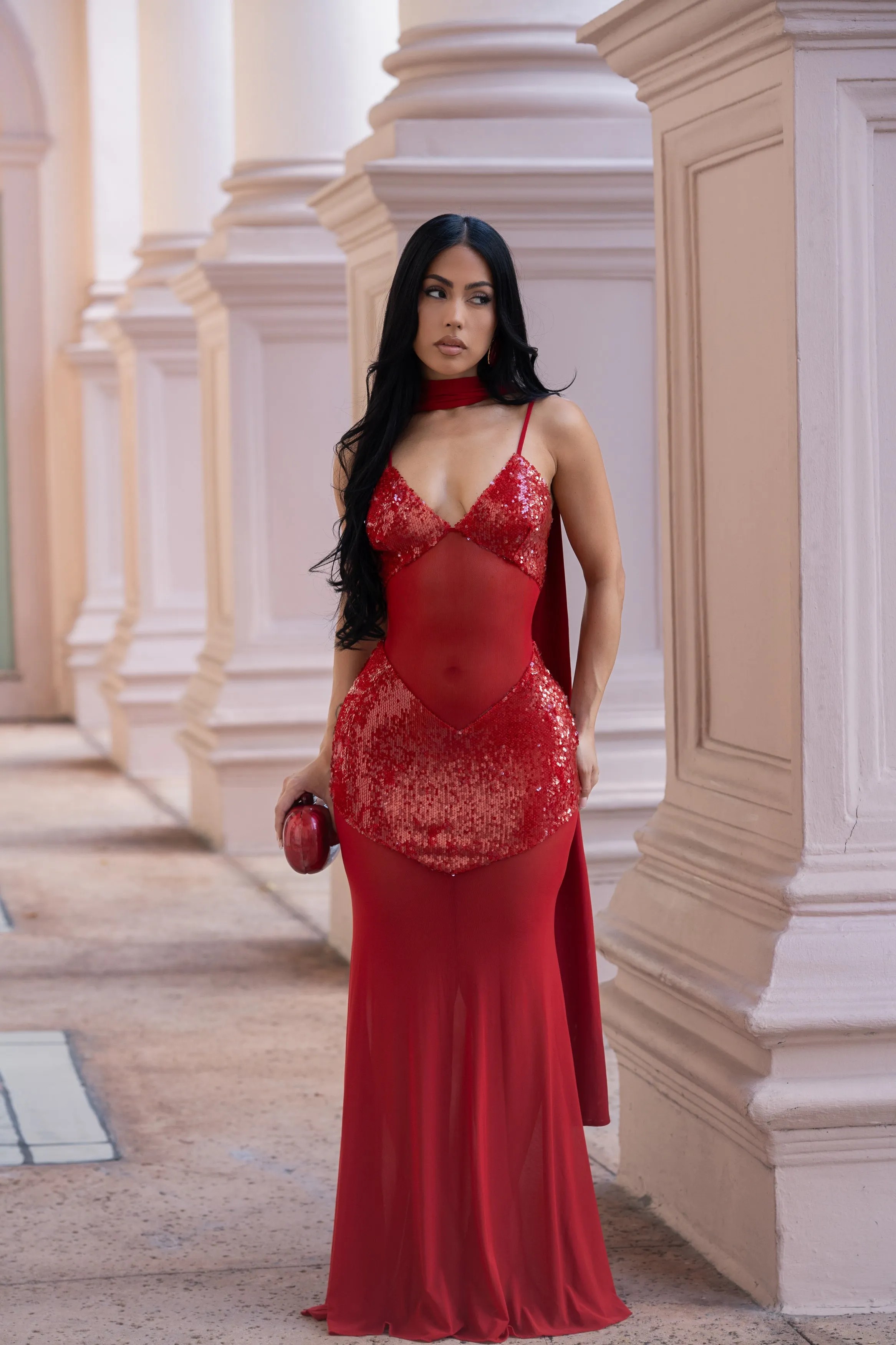Cutout Halter Neck Spaghetti Strap Dress