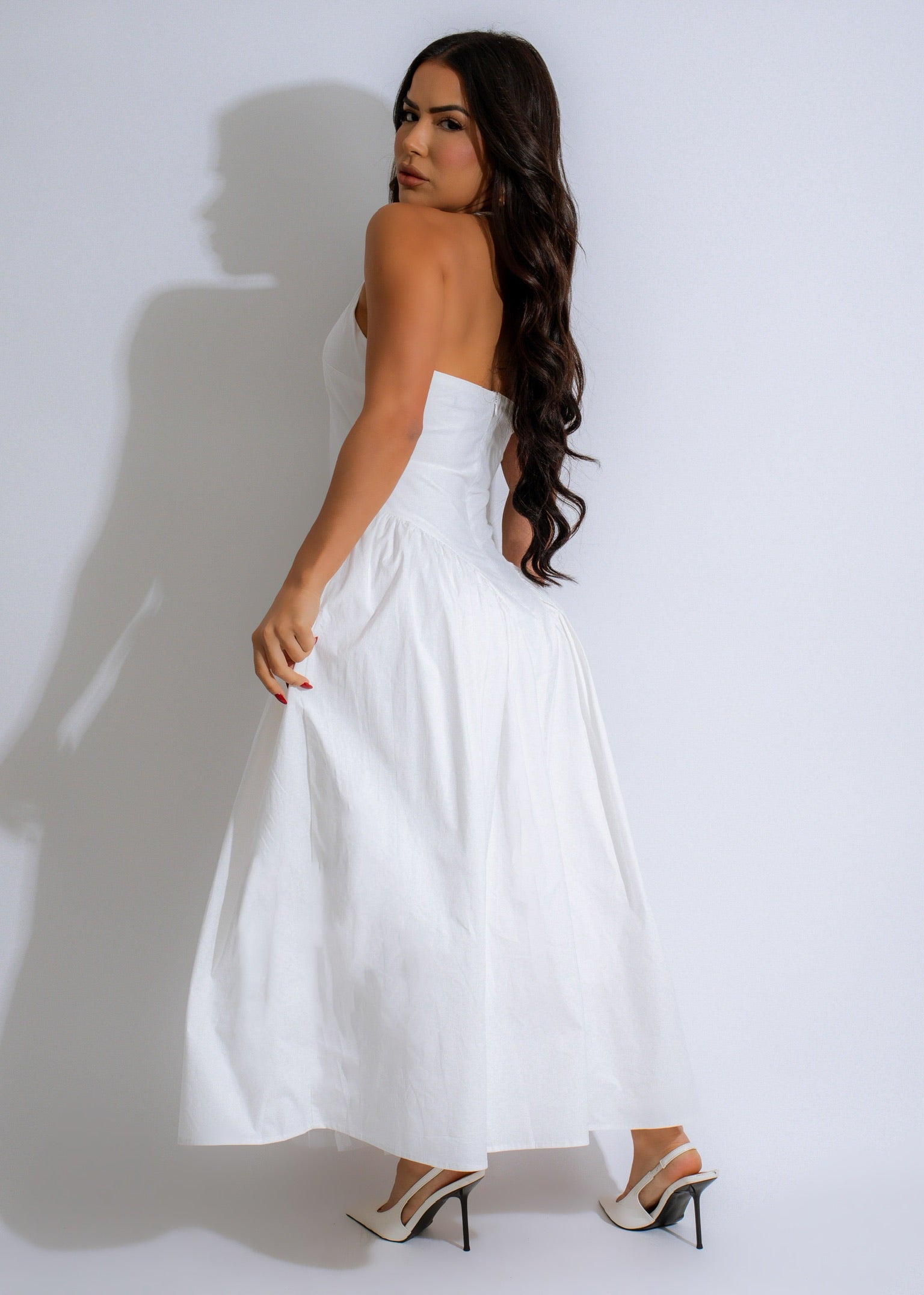 White Desert Breeze Midi Dress