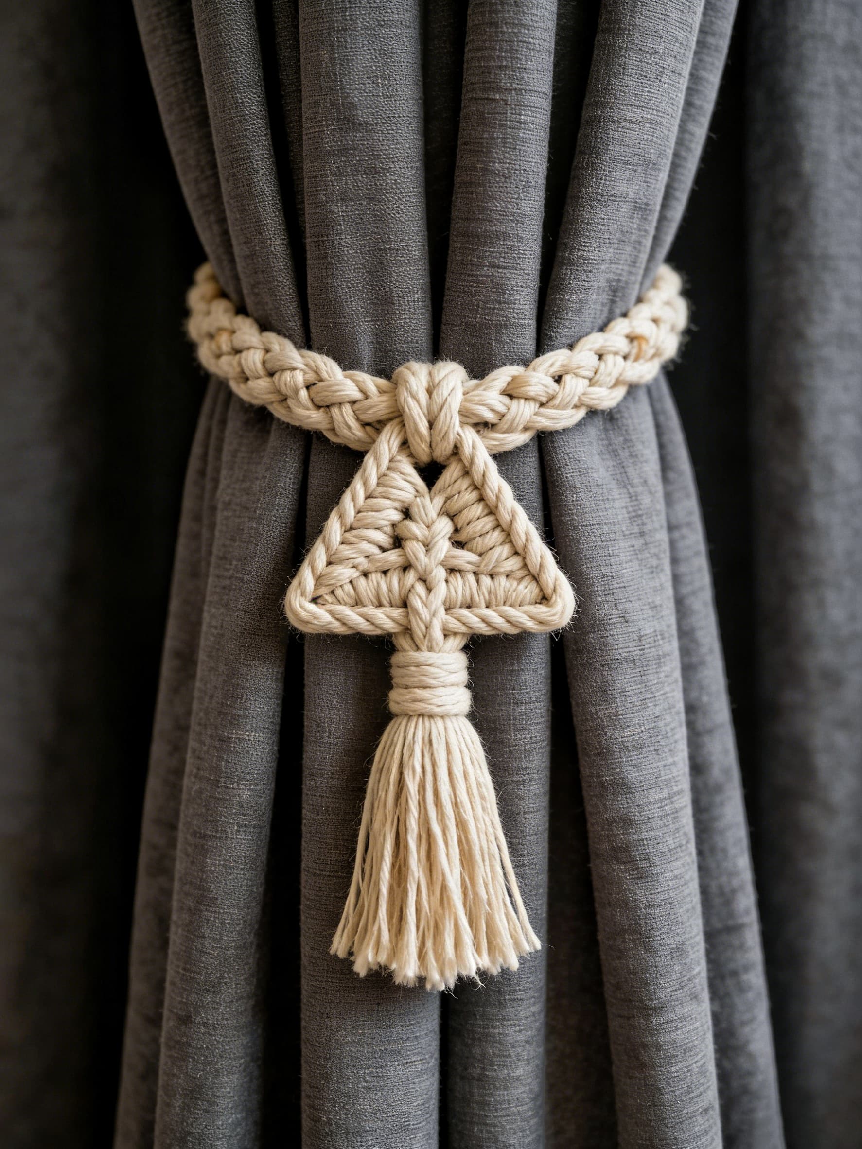 Triangle Knot Macrame Curtain Tieback