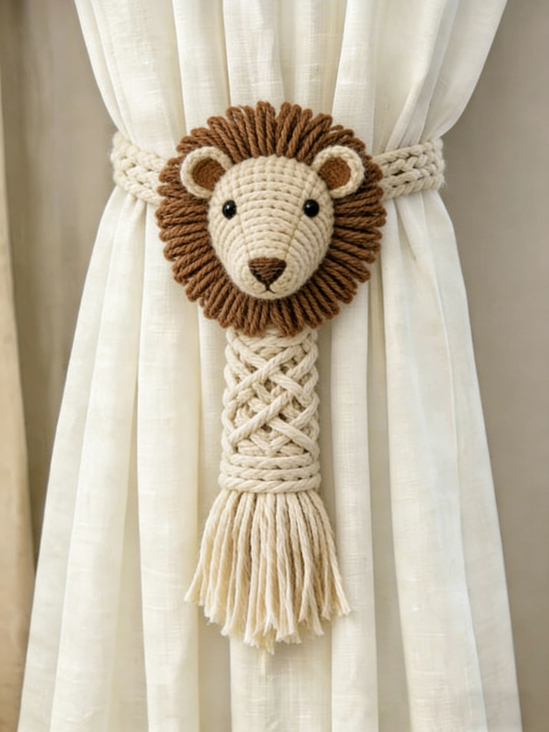 Majestic Lion King Cotton Macrame Curtain Tieback