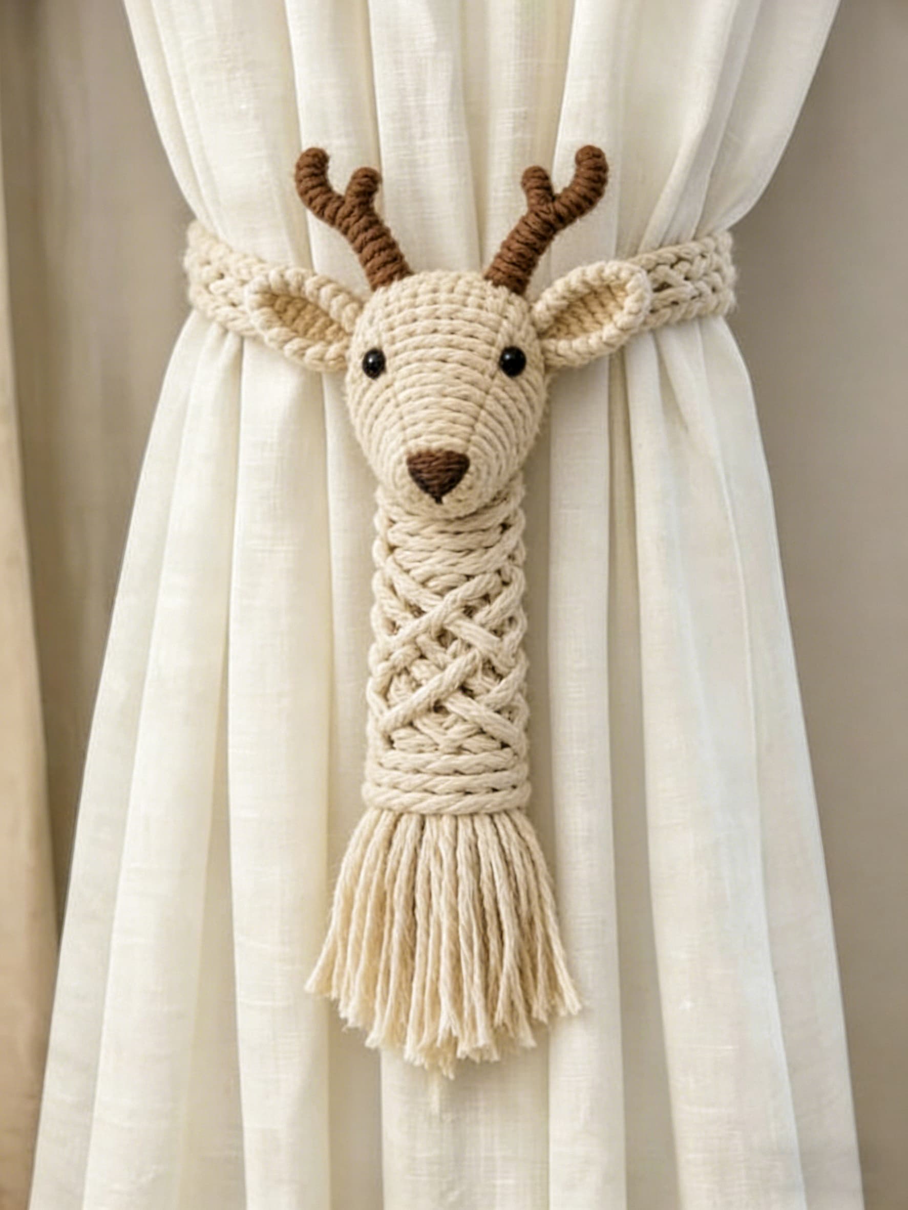 Woodland Fawn Cotton Macrame Curtain Tieback