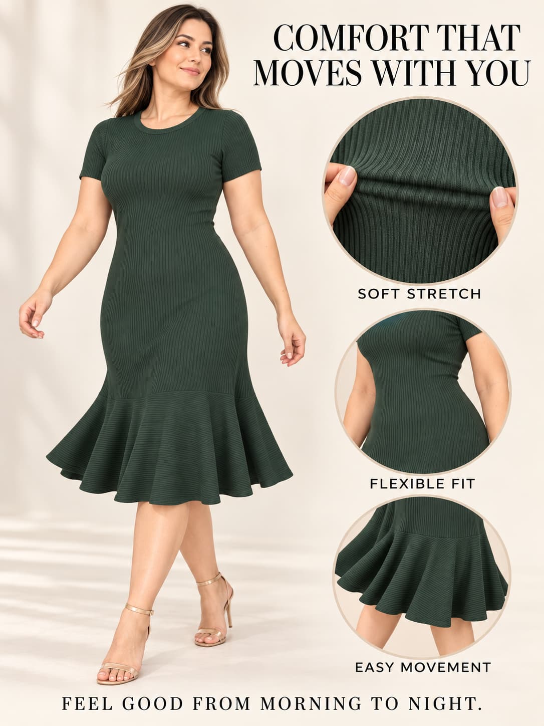 Everyday Ribbed Fit & Flare Midi Dress