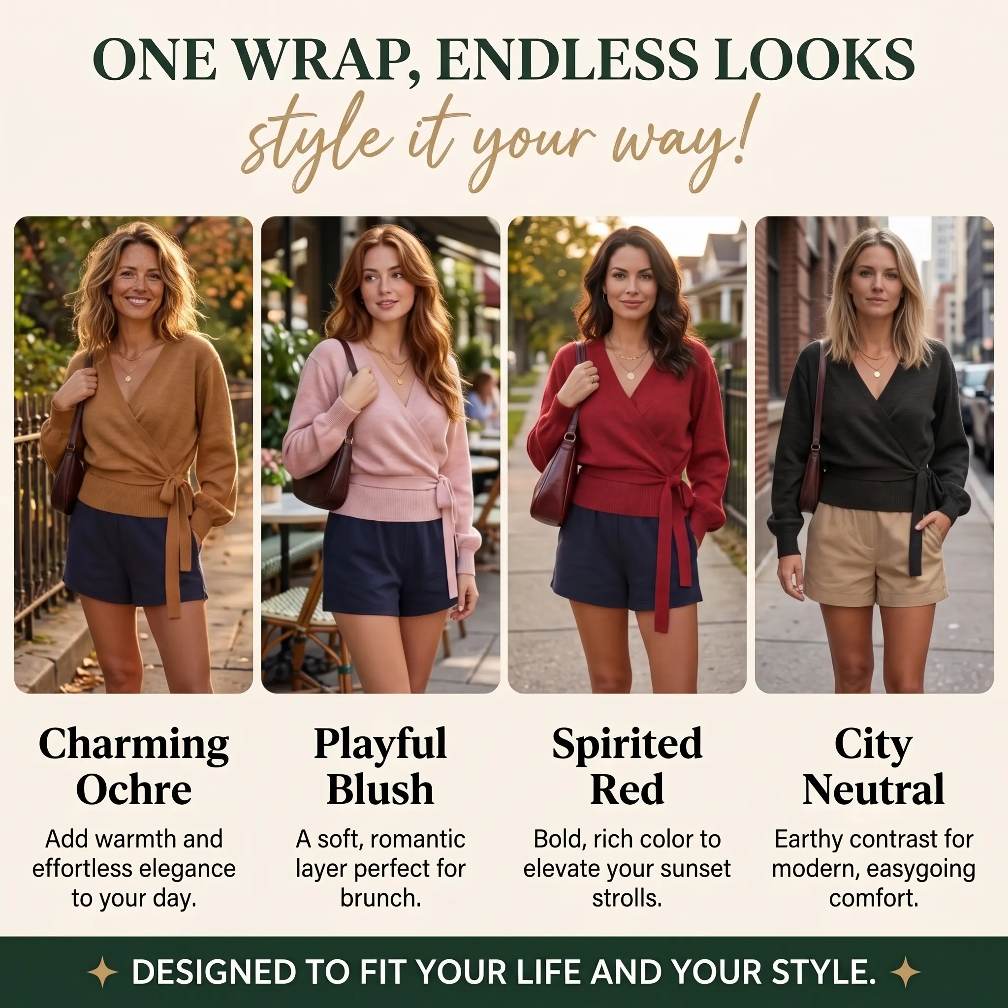 Women's V Neck Lantern Sleeve Wrap Tie Knitted Top
