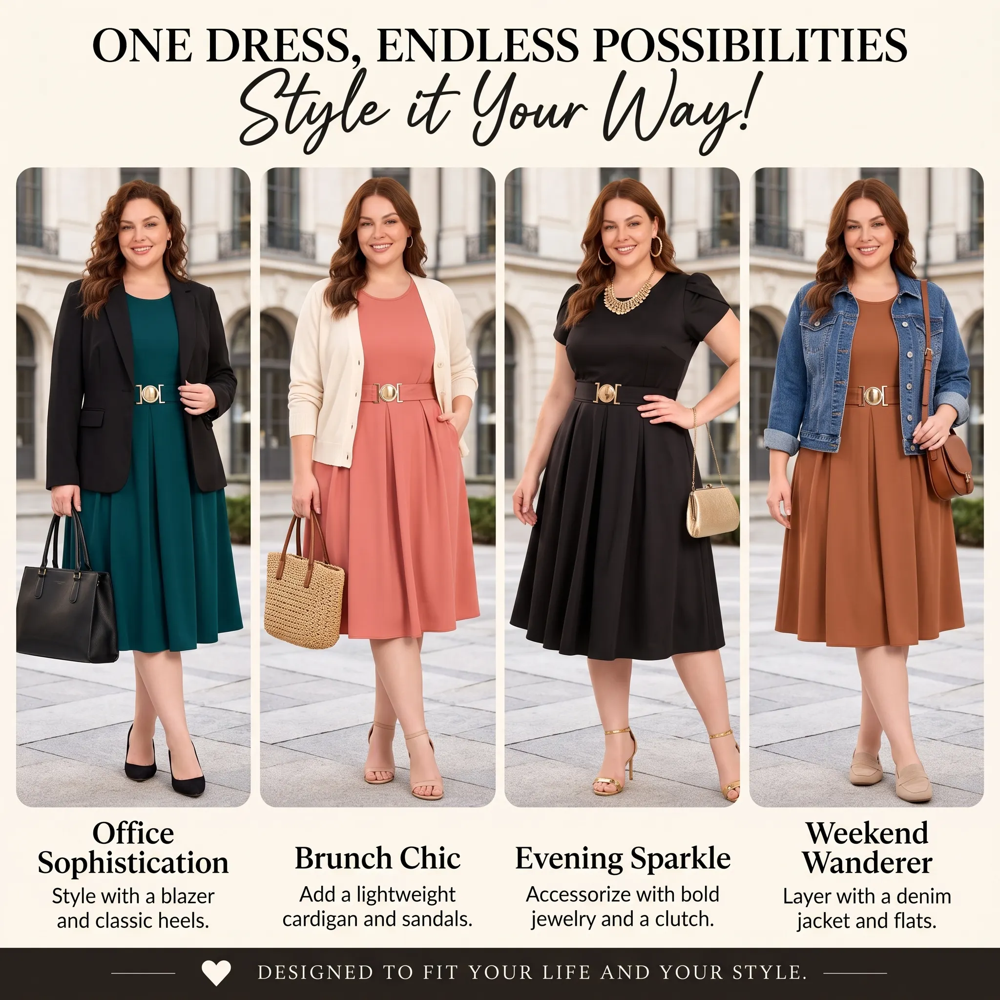 Everyday Tulip-Sleeve Belted A-Line Dress