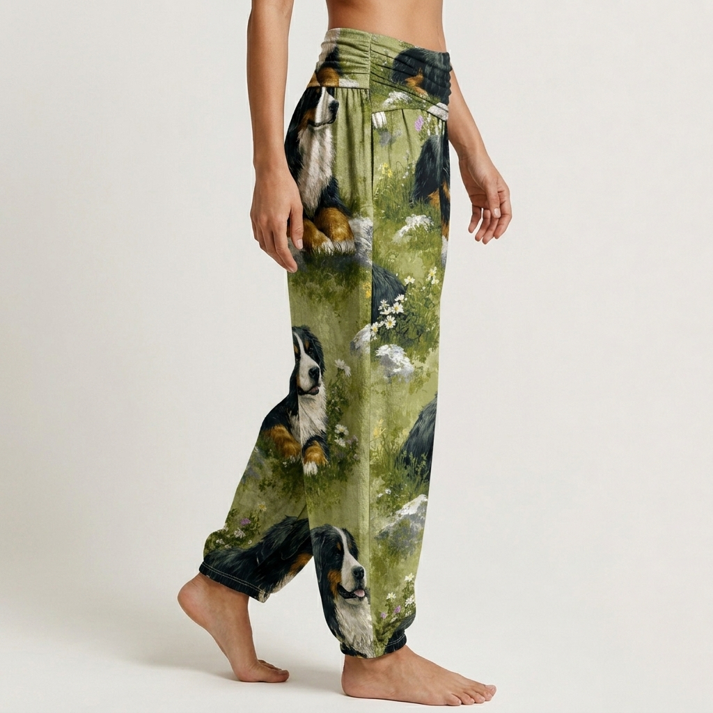 Bernese Mountain Dog Meadow Print Loose-fitting Pants
